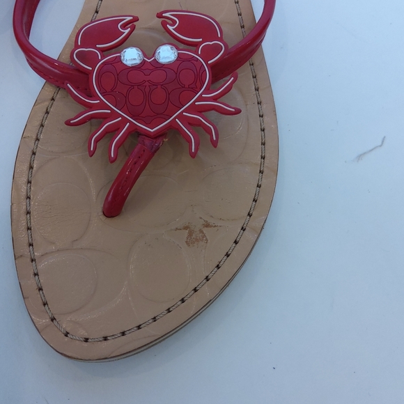 Rare Coach Marina red crab rhinestones thong flip flop sandals - Picture 10 of 10